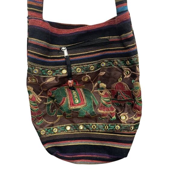 Tribe Azure Boho Elephant Print Crossbody Bag - Picture 2 of 11